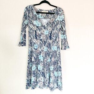 Stetson Multi-Color Floral 3/4 Sleeve Dress, Size Small